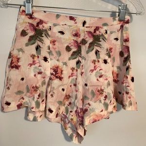Pink flowy Shorts with flowers